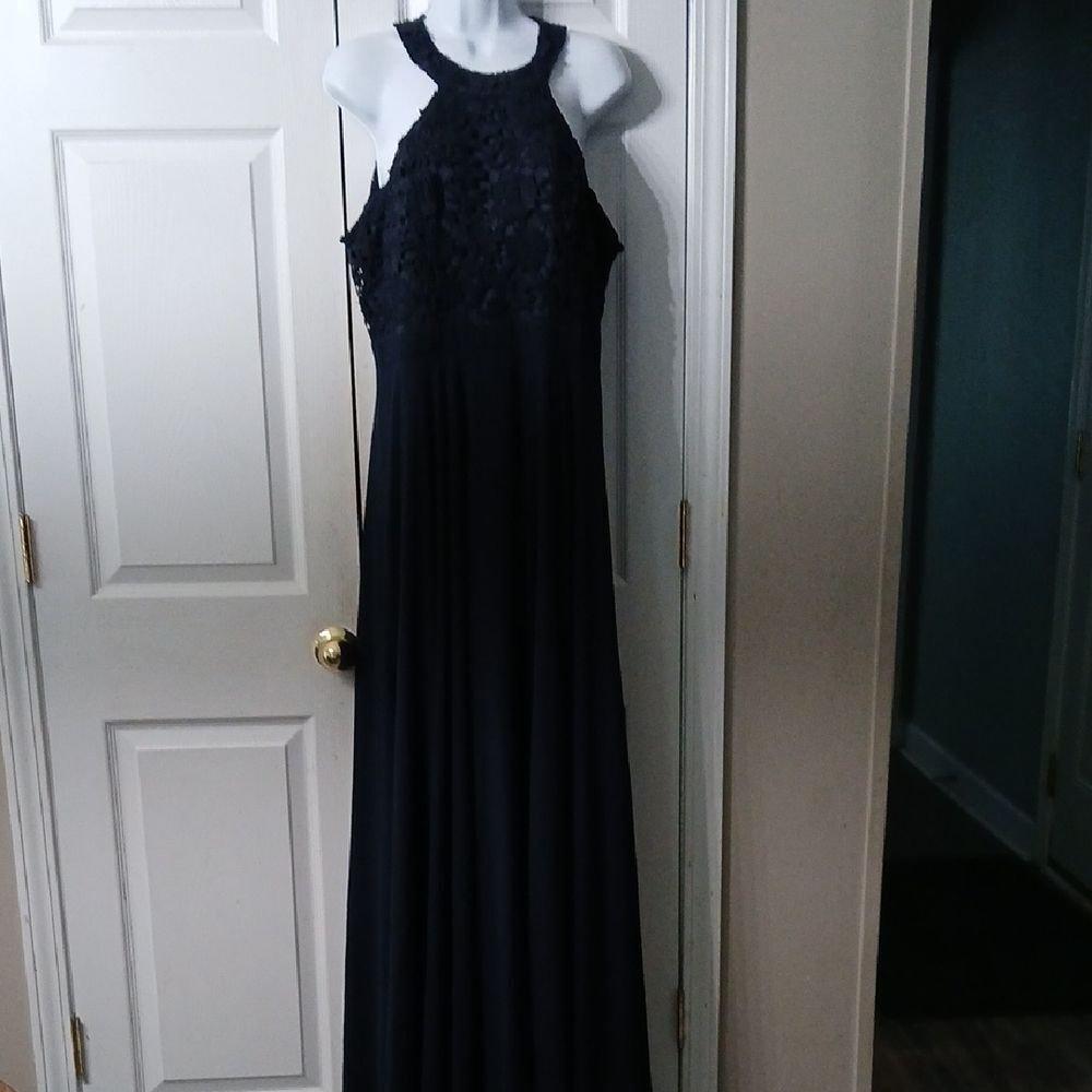 Lulus navy blue lace chest sleeveless formal maxi dress wedding party Sz XL NWOT